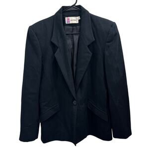 Prophecy Vintage Black Wool Blazer Minimalist Office Tailored Career Academia